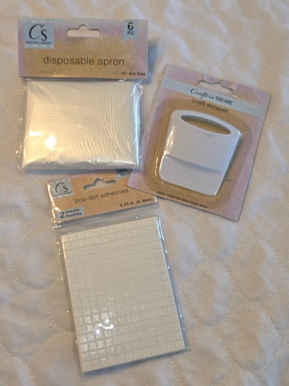 Crafters Square Craft Scraper PopDot Adhesive Dots Disposable Apron NWT Lot A
